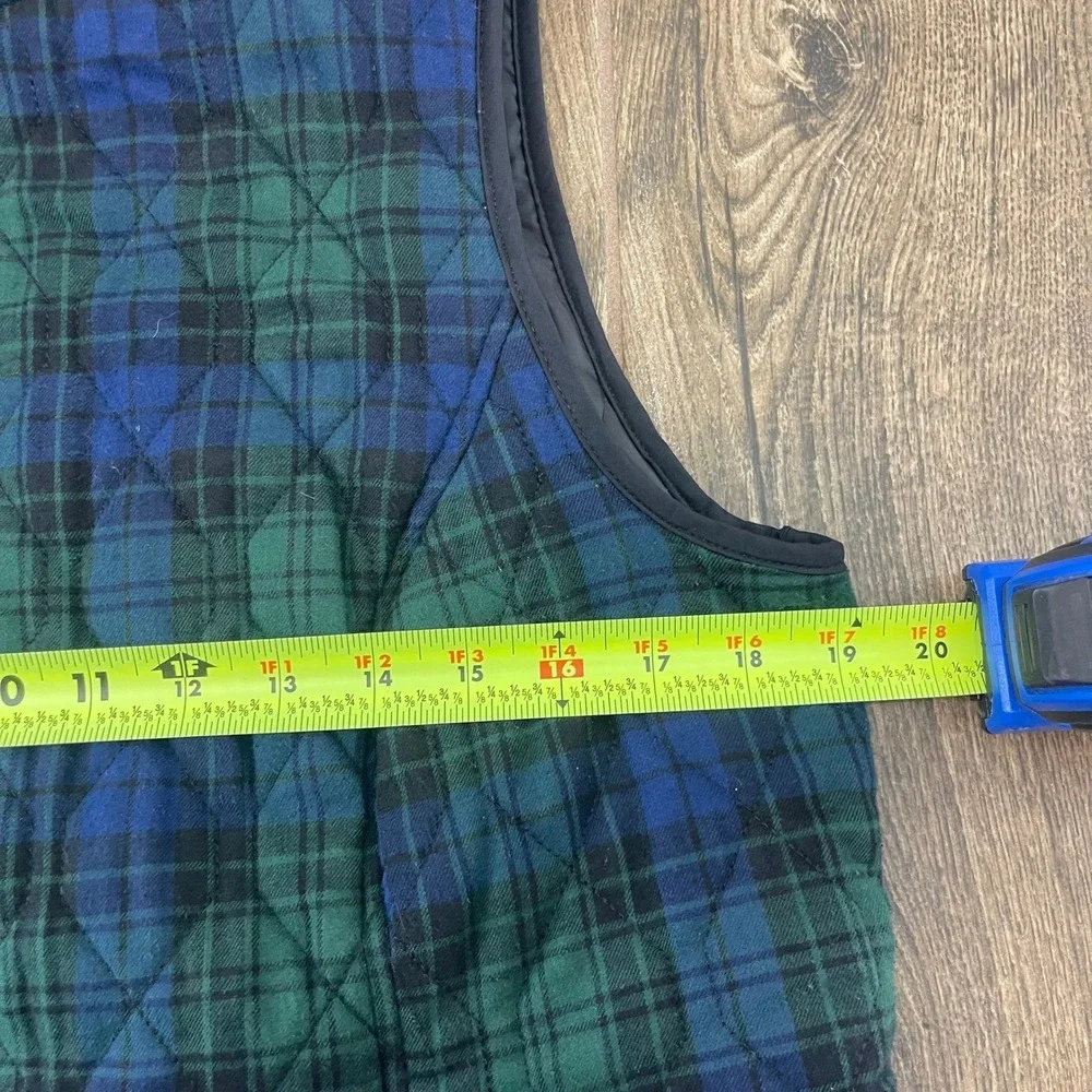 Croft & Barrow Quilted Vest Womens M Blue Green Plaid‎ Preppy Hiking Gorpcore